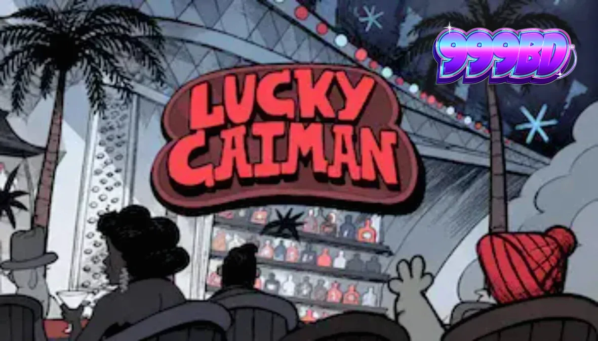 Lucky Caiman স্লট গেমের একটি দৃশ্য যেখানে একটি স্টাইলিশ কুমির লাউঞ্জে বসে আছে